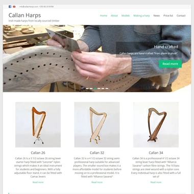 Callan Harps Homepage - website designed by Pagecrafted