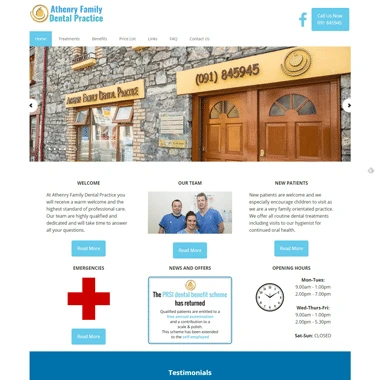 Athenry Family Dental Practice - a mobile responsive website designed by Pagecrafted